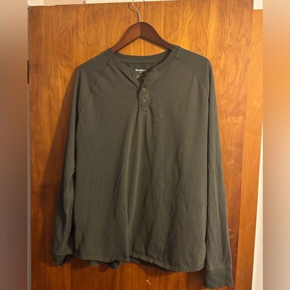 Goodfellow & Co Long Sleeve Button T Shirt Men’s Green XXL - Picture 1 of 3